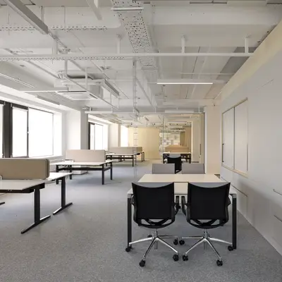Ergonomic workstations are furnished with Ahrend adjustable tables